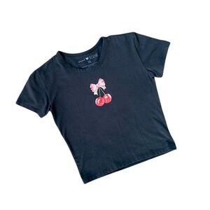 Black Cherry Graphic Crop Top